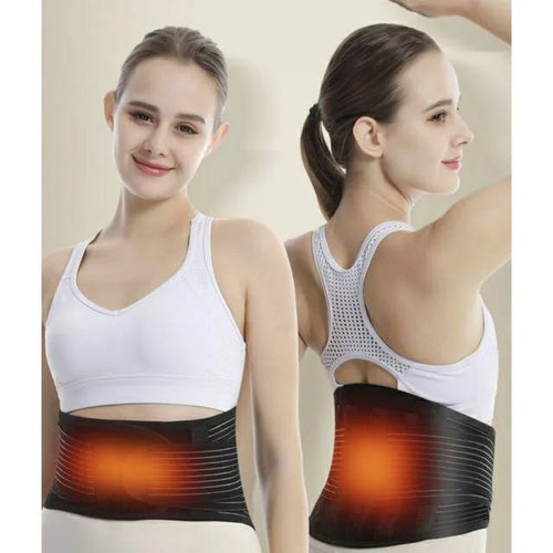 Cinturón lumbar de terapia magnética puesto en la cintura
